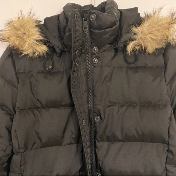 Lands' End Black Squall Parka Down Coat with Faux Fur Trim. - Picture 3 of 8